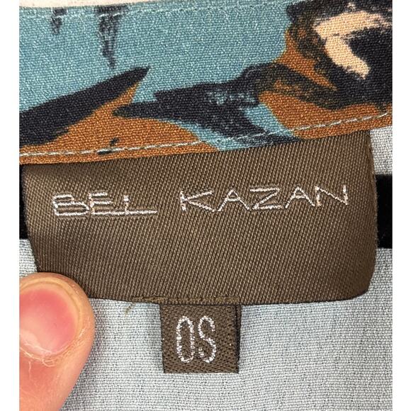 Anthropologie Bel Kazan Blue Floral One Size Short Sleeve Long Duster Kimono - Picture 6 of 9